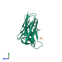 PDB entry 1m4k coloured by chain, side view.