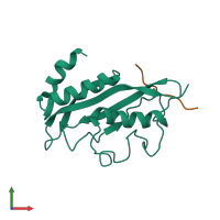Hetero dimeric assembly 1 of PDB entry 1m4p coloured by chemically distinct molecules, front view.