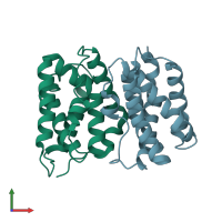 PDB entry 1m4r coloured by chain, front view.