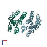 PDB 1m4r coloured by chain and viewed from the top.