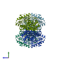 PDB entry 1m4s coloured by chain, side view.