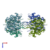 PDB entry 1m4s coloured by chain, top view.