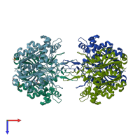 PDB entry 1m4t coloured by chain, top view.