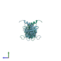 PDB entry 1m4v coloured by chain, side view.