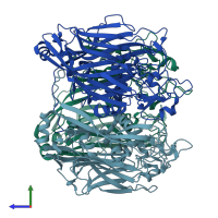 PDB entry 1m4x coloured by chain, side view.