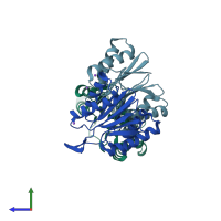 PDB entry 1m4y coloured by chain, side view.