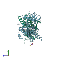 PDB entry 1m52 coloured by chain, side view.