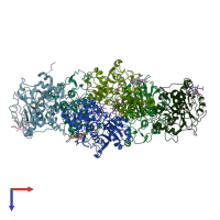 PDB entry 1m54 coloured by chain, top view.
