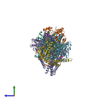 PDB entry 1m56 coloured by chain, side view.