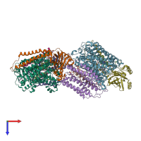 PDB entry 1m56 coloured by chain, top view.