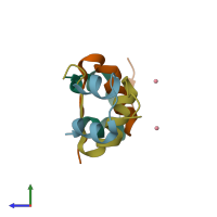 PDB entry 1m5a coloured by chain, side view.