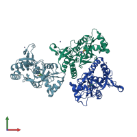 PDB entry 1m5b coloured by chain, front view.