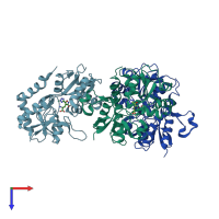 PDB entry 1m5b coloured by chain, top view.