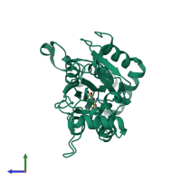 PDB entry 1m5c coloured by chain, side view.