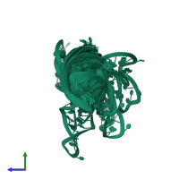 PDB entry 1m5l coloured by chain, ensemble of 15 models, side view.