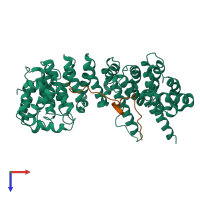 PDB entry 1m5n coloured by chain, top view.