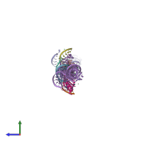 PDB entry 1m5p coloured by chain, side view.