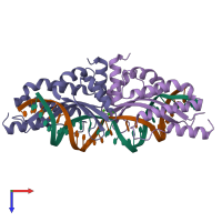 PDB entry 1m5x coloured by chain, top view.