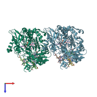 PDB entry 1m64 coloured by chain, top view.