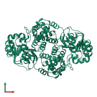 Glycerol-3-phosphate dehydrogenase [NAD(+)], glycosomal in PDB entry 1m66, assembly 1, front view.