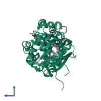 PDB entry 1m67 coloured by chain, side view.