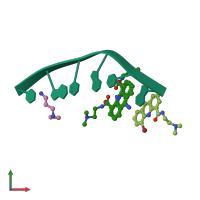 PDB entry 1m69 coloured by chain, front view.