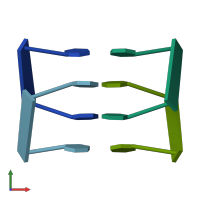 PDB entry 1m6a coloured by chain, front view.