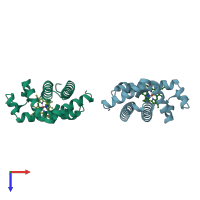 PDB entry 1m6c coloured by chain, top view.