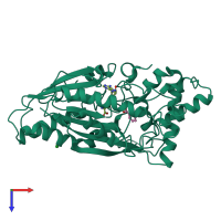 PDB entry 1m6e coloured by chain, top view.