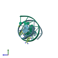 PDB entry 1m6f coloured by chain, side view.