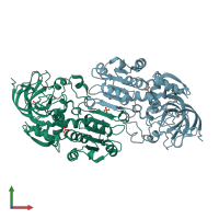 PDB entry 1m6h coloured by chain, front view.
