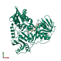 PDB entry 1m6i coloured by chain, front view.