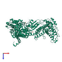PDB entry 1m6n coloured by chain, top view.