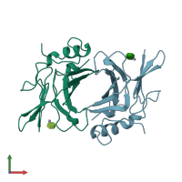 PDB entry 1m6p coloured by chain, front view.