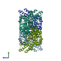 PDB entry 1m6s coloured by chain, side view.