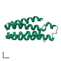 Monomeric assembly 1 of PDB entry 1m6t coloured by chemically distinct molecules, front view.