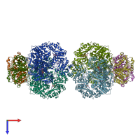 PDB entry 1m6v coloured by chain, top view.