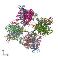 PDB entry 1m6x coloured by chain, front view.