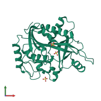 PDB entry 1m73 coloured by chain, front view.