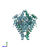 PDB entry 1m75 coloured by chain, side view.