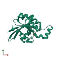 PDB entry 1m7b coloured by chain, front view.