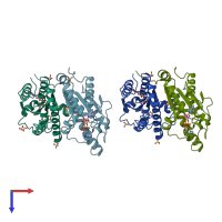 PDB entry 1m7h coloured by chain, top view.