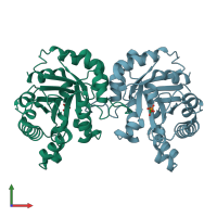 PDB entry 1m7p coloured by chain, front view.