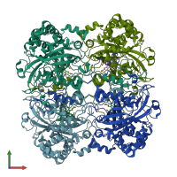 PDB entry 1m7s coloured by chain, front view.