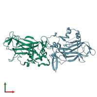 PDB entry 1m7u coloured by chain, front view.