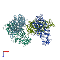 PDB entry 1m7x coloured by chain, top view.