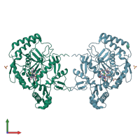 PDB entry 1m8d coloured by chain, front view.