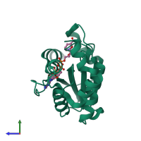 PDB entry 1m8j coloured by chain, side view.