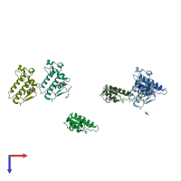PDB entry 1m8t coloured by chain, top view.