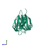 PDB entry 1m8u coloured by chain, side view.